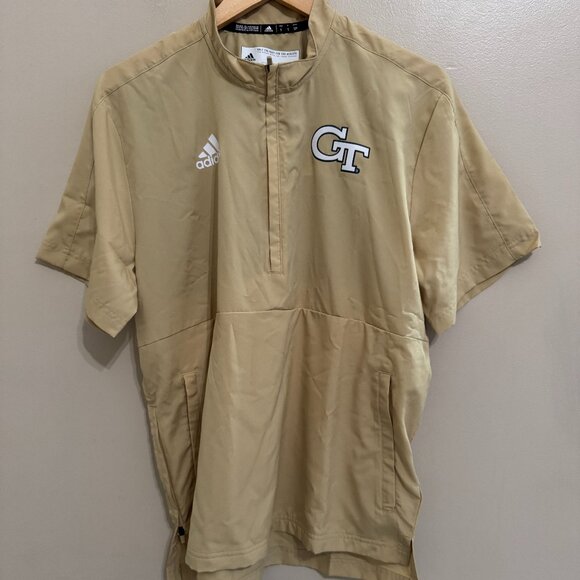 Adidas Georgia Tech Yellow Jackets 1/4 Zip Team Issue Jacket Mens H48239 NEW - Picture 1 of 11